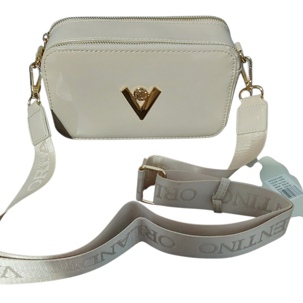 Valentino Orlandi Glossy Cream Crossbody Bag
